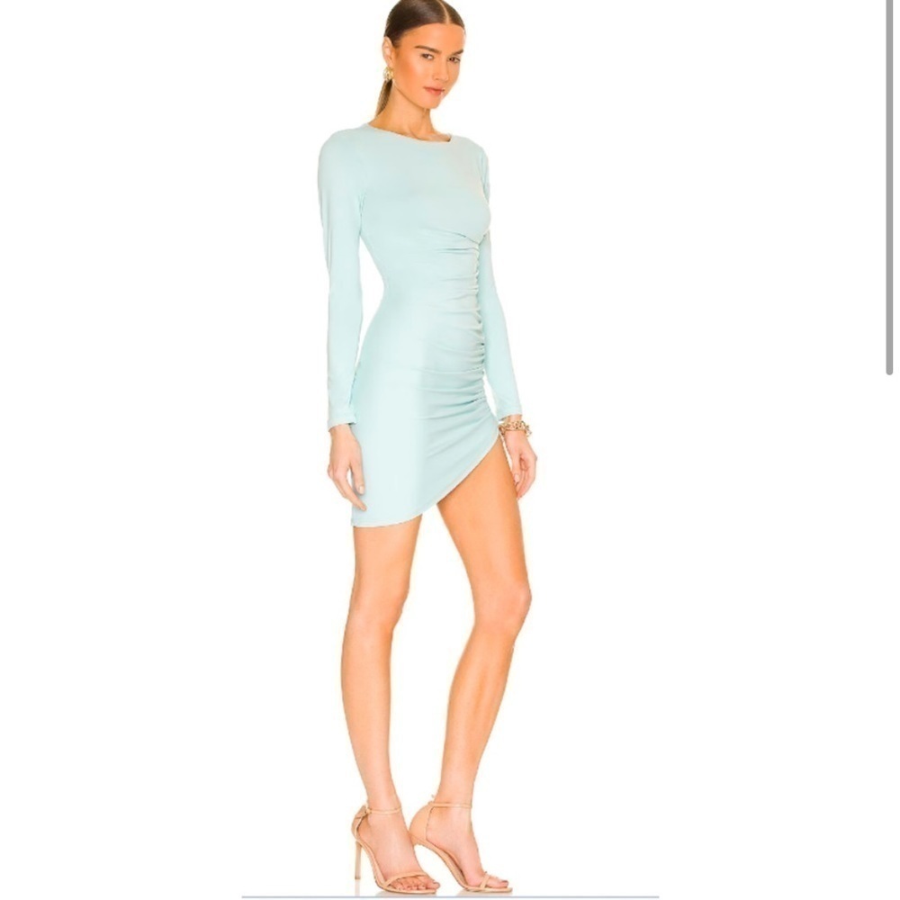 NWT Susana Monaco long Sleeve rouched ice blue mini dress large